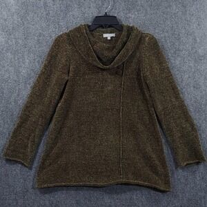 Habitat Sweater Tunic Womens XS Green Cowl Neck Button Knit Pullover Long Sleeve